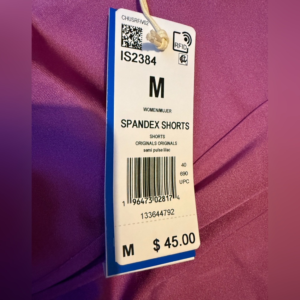 NWT Adidas Originals 3-Stripes Spandex Cycling Shorts- Semi Pulse Lilac - MED - Picture 9 of 13